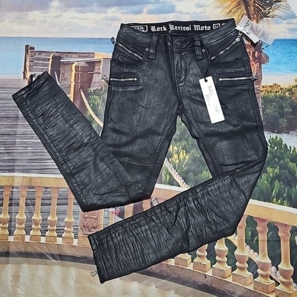 Rock Revival Skinny Jeans Moto Camille Size‎ 24 New